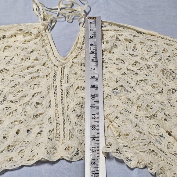 Free People Boho Ivory Battenberg Lace Convertible Halter Top Women Size XS/S - Picture 9 of 13